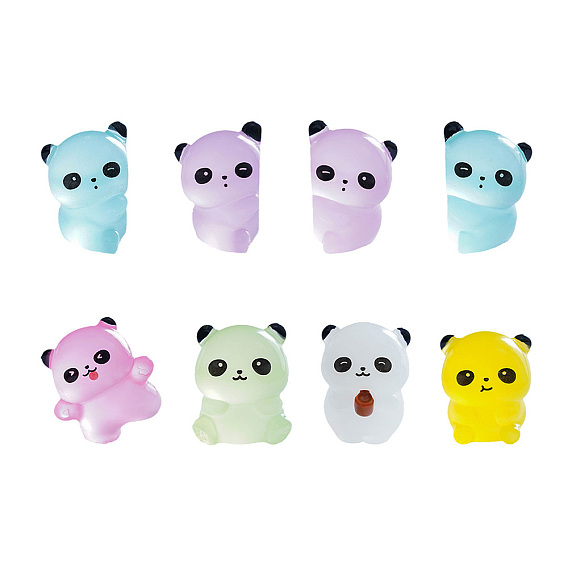 Декоративная фигурка панды из светящейся смолы, аксессуары для кукольного домика с микро-ландшафтом, притворяясь опорными украшениями, светится в темноте