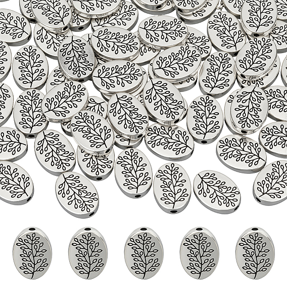 70 бусины из сплава в тибетском стиле, без кадмия и без свинца, овальные с листа