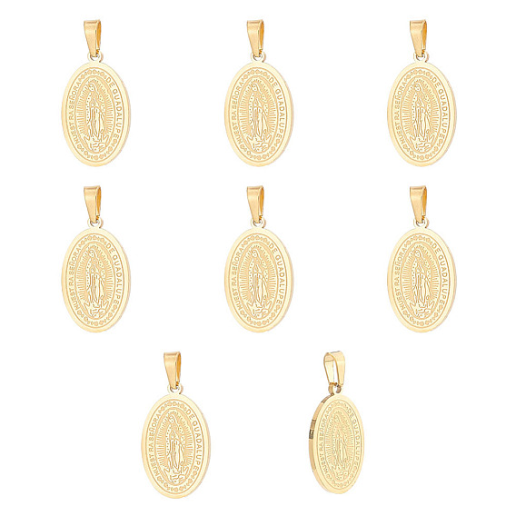 10шт. модные 304 подвески из нержавеющей стали «Леди Гваделупская», плоский овал с девой марией / гуадалупской леди