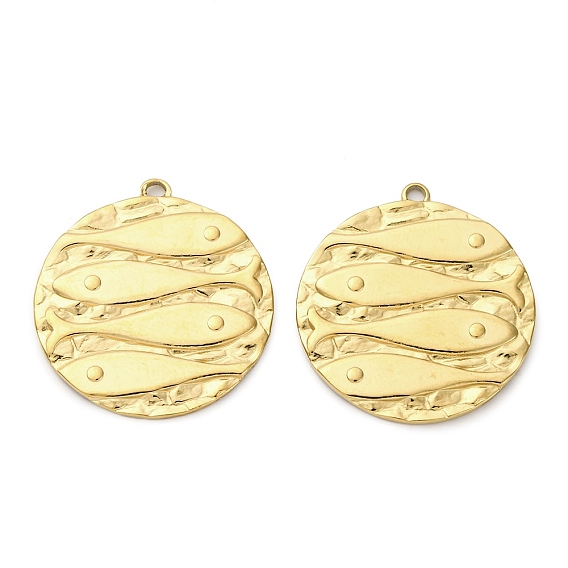 304 подвески из нержавеющей стали, ионное покрытие (ip), плоский круг с подвеской в виде рыбы