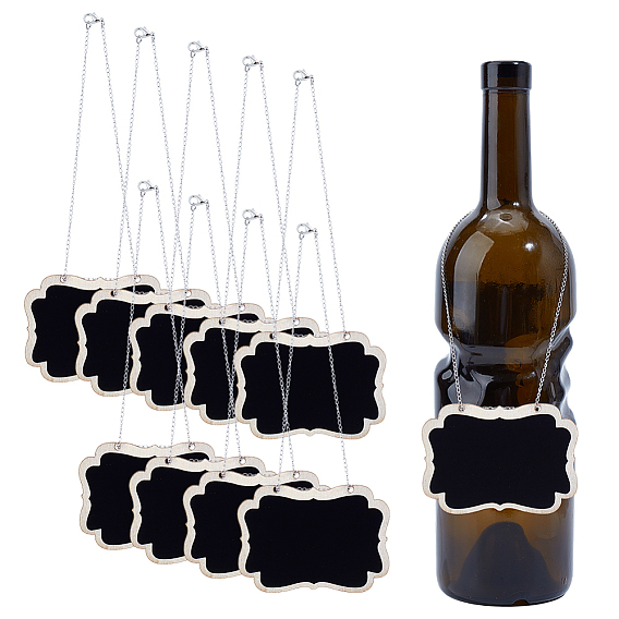 Мини деревянная подвесная доска для мела, милое украшение для доски, с 304 цепи из нержавеющей стали, прямоугольные