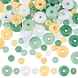 120 Stück 8 Stil Jade-Imitation und transparente, sprühbemalte Glasperlen, Friedensschnalle