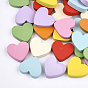 Painted Natural Wooden Cabochons, Heart