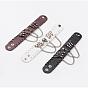 Punk Rock Style Cowhide Leather Rivet Bracelets, with Alloy & Iron Findings, Skull
