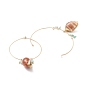 304 Stainless Steel Hoop Earrings, with Glass Beads and Conch, for Women