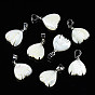 Natural Trochid Shell/Trochus Pendants, with Platinum  Plated Brass Snap on Bails, Fish