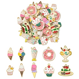 40 шт 10 стили подвески из сплава эмали, золотой свет, разнообразные