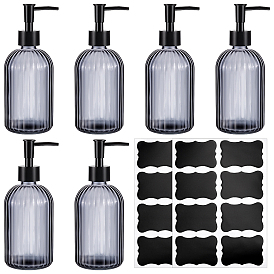 6 Pièces de flacons à pompe en verre, avec pompe, 2 Feuilles d'étiquettes pour tableau noir en PVC, autocollants vierges