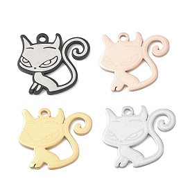 Pendentifs en acier inoxydable, breloques en forme de chat, polir