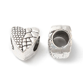 Rack Plating Alloy European Beads, Cadmium Free & Nickel Free & Lead Free, Large Hole Beads, Heart