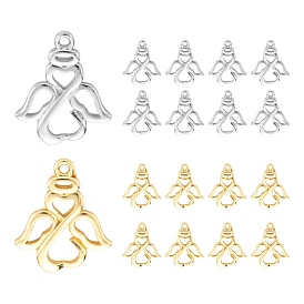 6Pcs 2 Colors Brass Pendants, Angel
