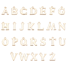 Brass Charms, Nickel Free, Alphabet, Real 18K Gold Plated