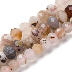 Natural Cherry Blossom Agate Beads Strands, Faceted, Rondelle