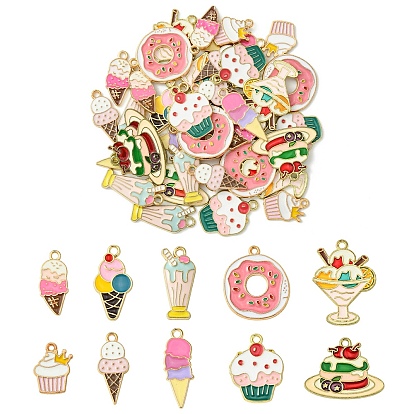 40 шт 10 стили подвески из сплава эмали, золотой свет, разнообразные