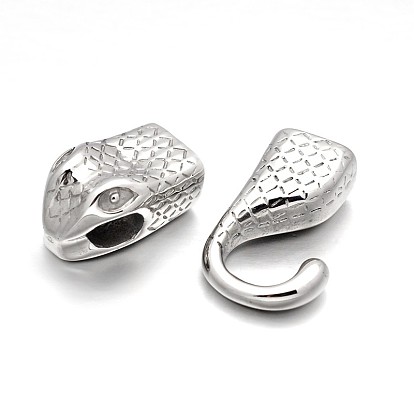 Snake Head 304 Stainless Steel Hook and S-Hook Clasps Sets, 46x19x13mm, Hole: 11x7mm, Hooks: 25x16x13mm, S-Hook Clasps: 30x19x10mm