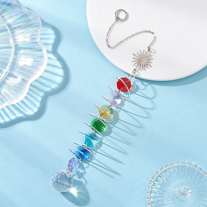 Стеклянные круглые и восьмиугольные бусины подвесные ловцы солнца, звенья из латуни и нержавеющей стали для наружного и садового декора, солнце