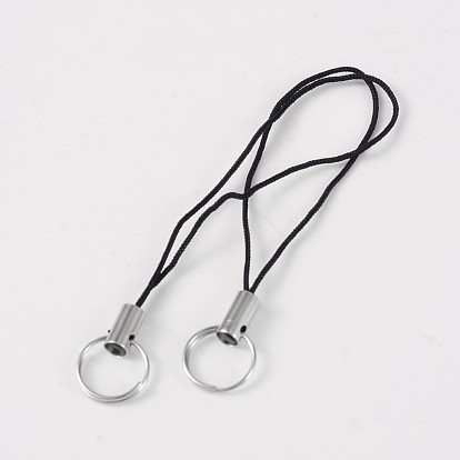 Петли нейлоновый шнур мобильного решений шнур, с железной фурнитурой, платина, 60x0.8 мм