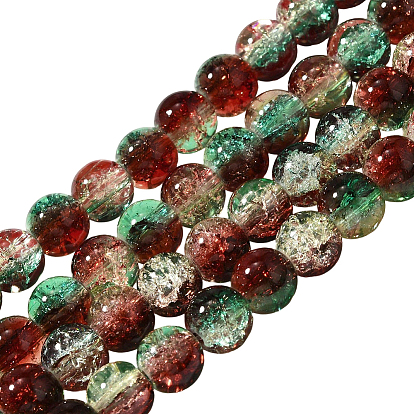 4нити потрескивающие стеклянные бусины нити, круглые, два тона