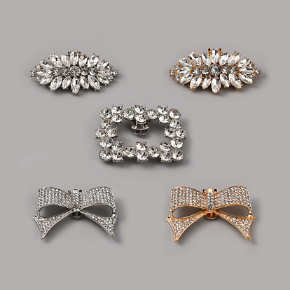 Украшение для обуви из хрусталя и горного хрусталя из сплава, съемный зажим для пряжки для обуви, конский глаз/прямоугольник/бантик