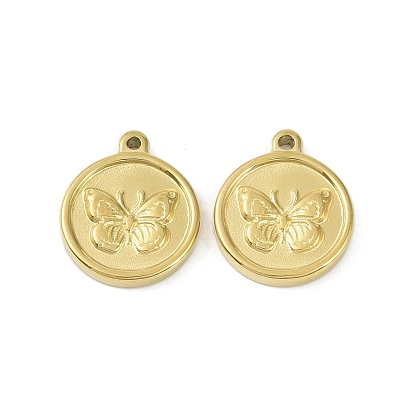 Ионное покрытие (ip) 304 подвески из нержавеющей стали, плоский круглый с подвеской в виде бабочки