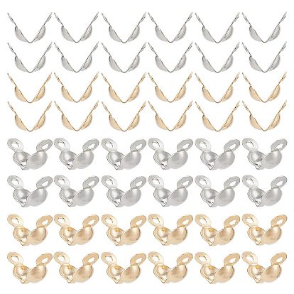 600шт 2 цвета 304 наконечники бусин из нержавеющей стали, Калотте заканчивается, крышка раскладушки