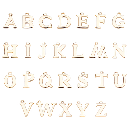 Brass Charms, Nickel Free, Alphabet, Real 18K Gold Plated