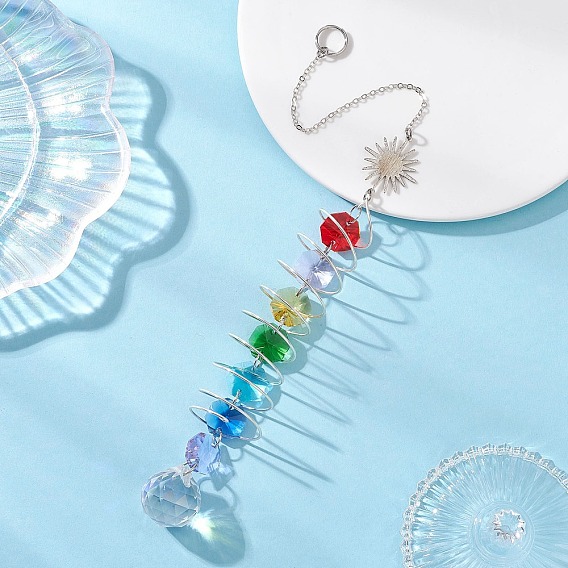 Стеклянные круглые и восьмиугольные бусины подвесные ловцы солнца, звенья из латуни и нержавеющей стали для наружного и садового декора, солнце