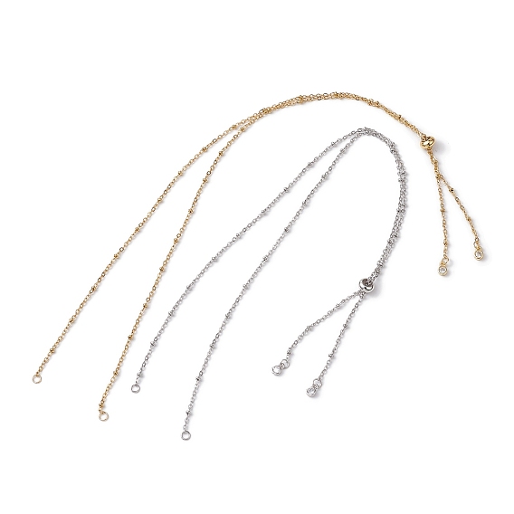 2 шт. 2 цвета 304 изготовление ожерелья из нержавеющей стали, с цепочками-сателлитами и латунными скользящими бусинами