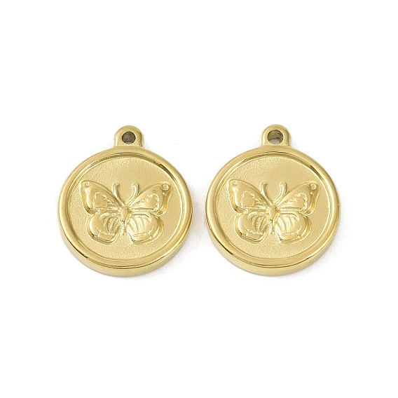 Ионное покрытие (ip) 304 подвески из нержавеющей стали, плоский круглый с подвеской в виде бабочки