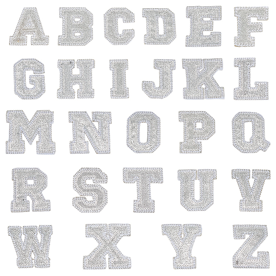 26 шт. блестящая пудра с буквами A~Z и пайетками, пришитые к ткани, шитье ремесленных украшений