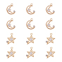 Brass Micro Pave Cubic Zirconia Pendants, Star and Moon, Clear
