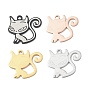 304 colgantes de acero inoxidable, encantos de forma de gato, Pulido