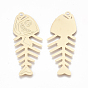 Brass Pendants, Etched Metal Embellishments, Fish Bone