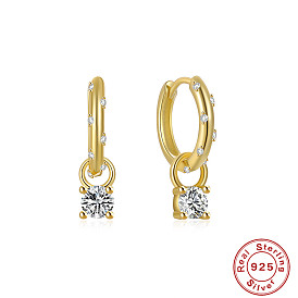 Colorful CZ and 5A Zirconia Hoop Earrings with Round Pendant in S925 Silver