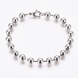 304 Stainless Steel Ball Chain Bracelets, with Lobster Claw Clasps, for Women