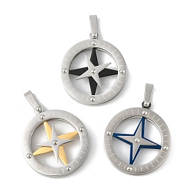 304 подвески из нержавеющей стали, ионное покрытие (ip), плоский круглый с шармом в виде звезды