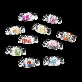 Transparent Resin Pendants, Glitter Candy Charms with Polymer Clay Inside