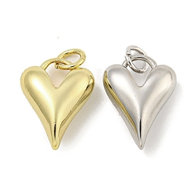 Brass Pendants, with Jump Rings, Cadmium Free & Lead Free, Long-Lasting Plated, Heart