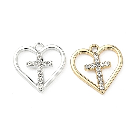 Подвески из сплава и страза, Подвески в виде сердца и креста, uv покрытие