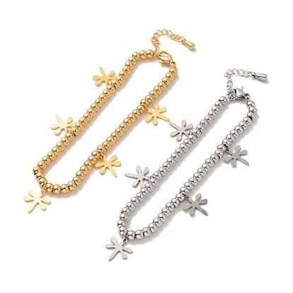 304 браслет-подвеска в виде стрекозы из нержавеющей стали с круглыми бусинами из нержавеющей стали для женщин