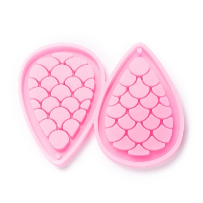Moules en silicone de qualité alimentaire pendant, pour confection de boucles d'oreilles, outils de cuisson, pour la décoration de gâteau de bricolage, chocolat, moule à bonbons, larme avec motif d'écailles