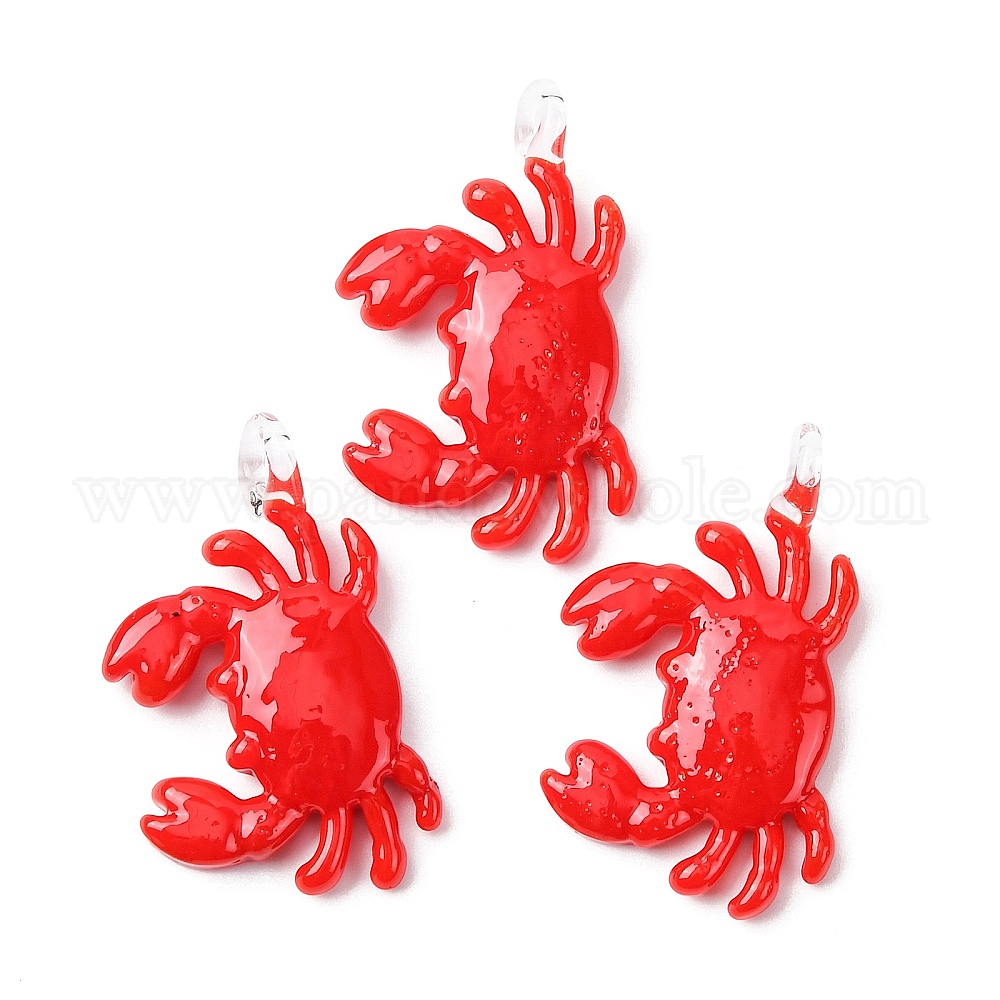 Handmade Lampwork Pendants, Crab