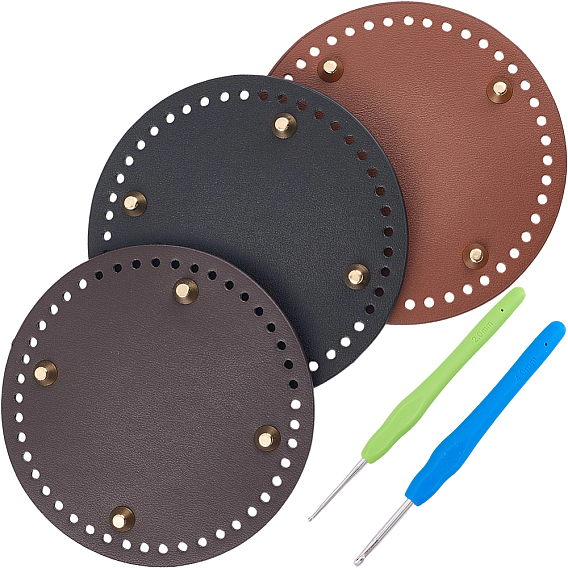 3 шт. 3 цвета плоские круглые сумки из искусственной кожи для вязания крючком подкладка для ногтей, с гвоздем из сплава, 2шт. 2 стили алюминиевые крючки для вязания крючки