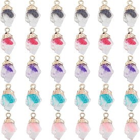 Globleland Resin Pendants, Imitation Quartz, with Top Light Gold Plated Iron Loops, Nuggets