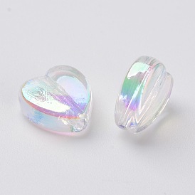 Perles acryliques transparentes écologiques, cœur, de couleur plaquée ab 