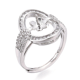 Овальные латунные микропаве прозрачные кубические цирконии регулируемые настройки колец, за половину пробурено бисера