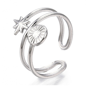 304 звездообразное кольцо из нержавеющей стали, открытое кольцо для женщин и девочек
