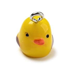 Opaque Resin Chick Charms with Platinum Plated Iron Loops