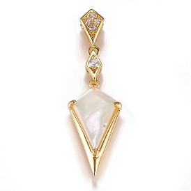 Латунные микропаве прозрачные подвески с фианитом, с естественной оболочке, воздушный змей