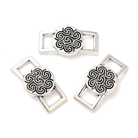 Tibetan Style Alloy Connector Charms, Rectangle with Flower